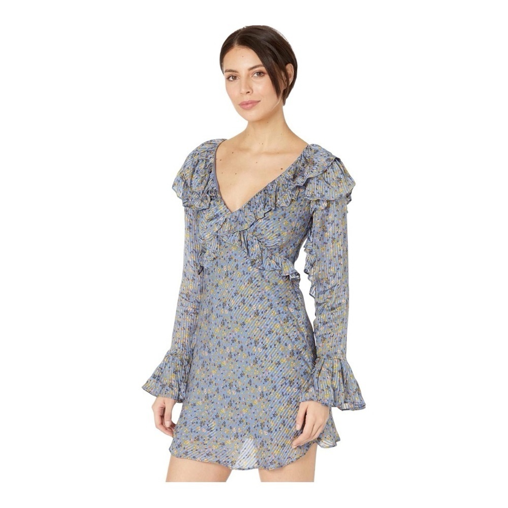 Free people Floral Blue Ruffle Dress